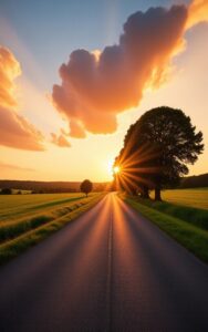 Green meadow blue sky nature wallpaper