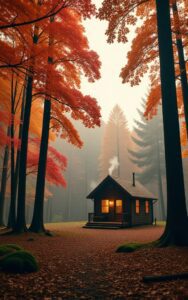 Nature landscape with warm sunlight