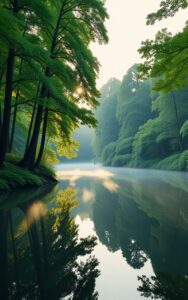 Soft light forest nature wallpaper