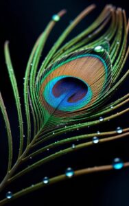 Neon peacock feather digital art wallpaper