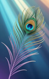 Vibrant peacock feather pattern wallpaper