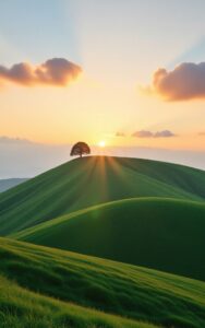 Forest path morning light wallpaper