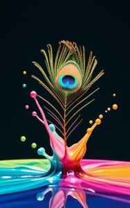 Colorful peacock feather art wallpaper