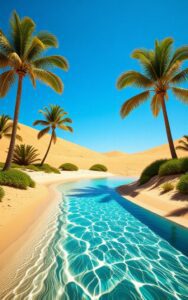 Blue river forest landscape wallpaper