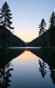 Foggy pine forest nature wallpaper